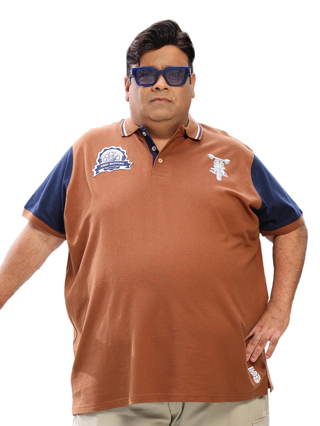 Plus Size Men's Regular Fit Colorblock Polo Tshirt-image-46