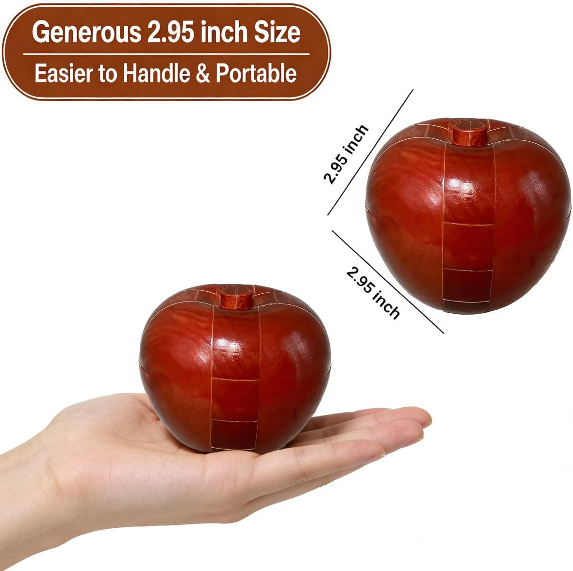 RICHOOSE Brain Teasers Wooden Apple Puzzles for Adults - Challenging 3D IQ Logic Games for Teens 14+, Stress Relief Desk Toys & Office Decor, Unique Gifts for Women,Men,Grandparents (Red)