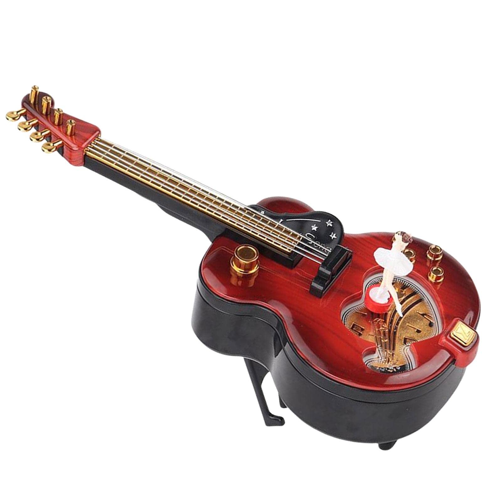 ZOOMELLA Guitar Music Box Ornament Clockwork Mechanical Windup