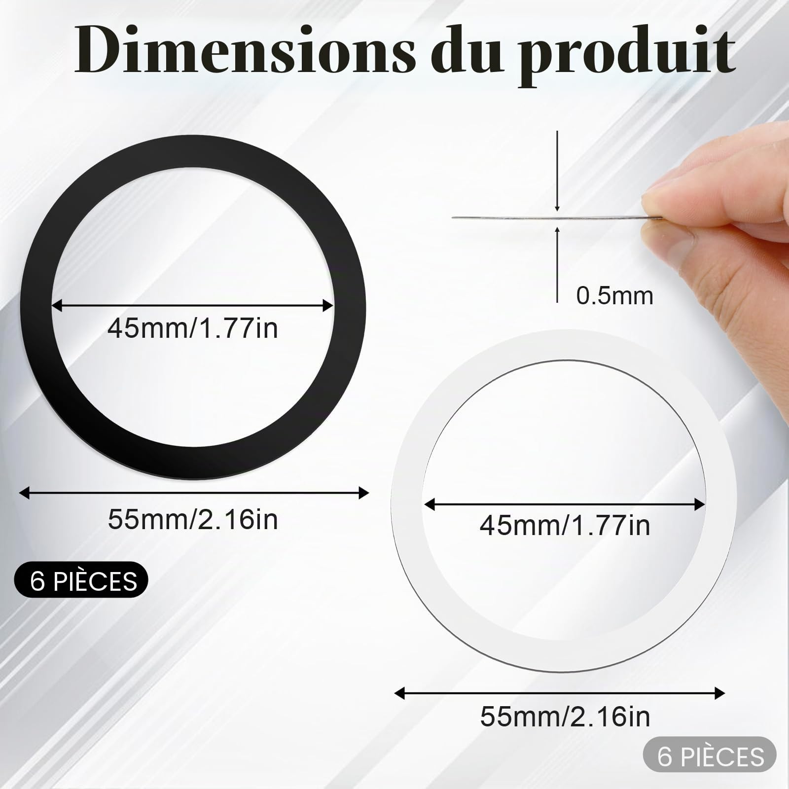 Lot de 12 anneauxmagnétiques pour coque de téléphone portable - Anneau magnétique en métal autocollant - Plaque métallique pour voiture