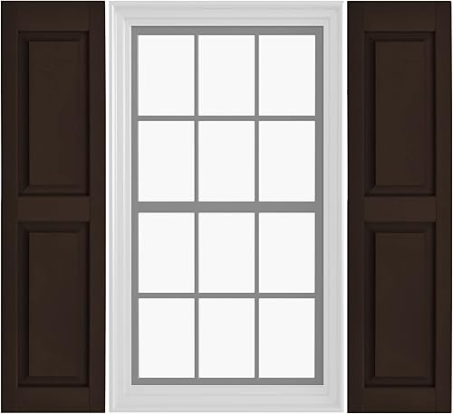 Miniatura 51 de Persianas de vinilo de panel elevado (1 par) 14.5 x 31 pulgadas - Cosmos negro/pintable Persianas exteriores Incluye accesorios de montaje