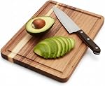 Acacia Wood Cutting Board for Kitchen, Set of 2 (15''x10'' & 12''x7.5'') Wooden Cutting Board with Handle, Charcuterie Board, Cheese Board, Decorative Wooden Serving Board