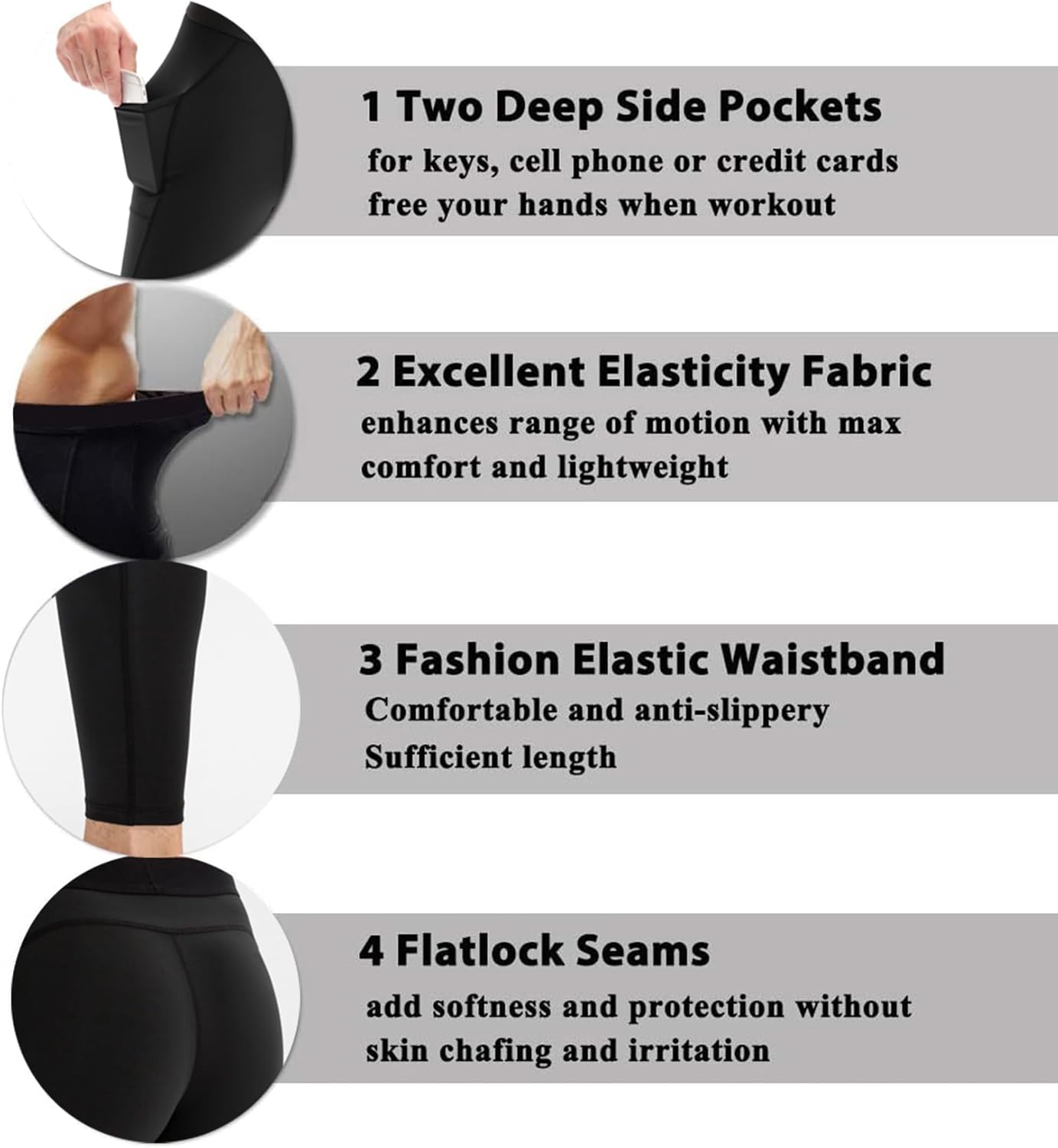 Queerier Men’s Compression Pants Cool Dry Workout Leggings Athletic Sports Base Layer Bottoms Running Tights - Image 5