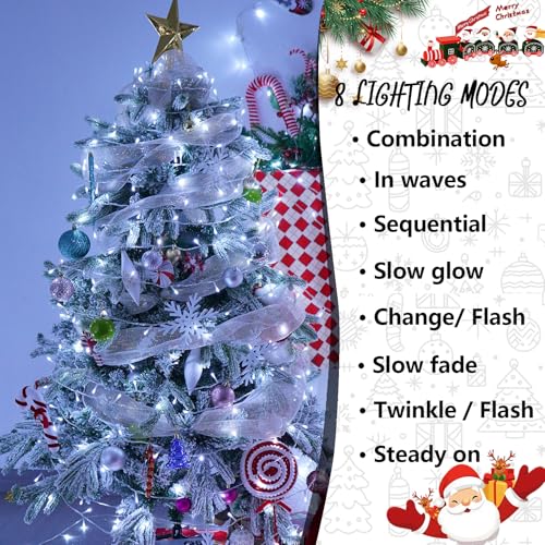YEGUO 165ft 500 LED White Christmas Lights Outdoor Waterproof, Clear Wire String Lights Indoor, Twinkle Tree Lights Plug in with Timer Memory - Image 4