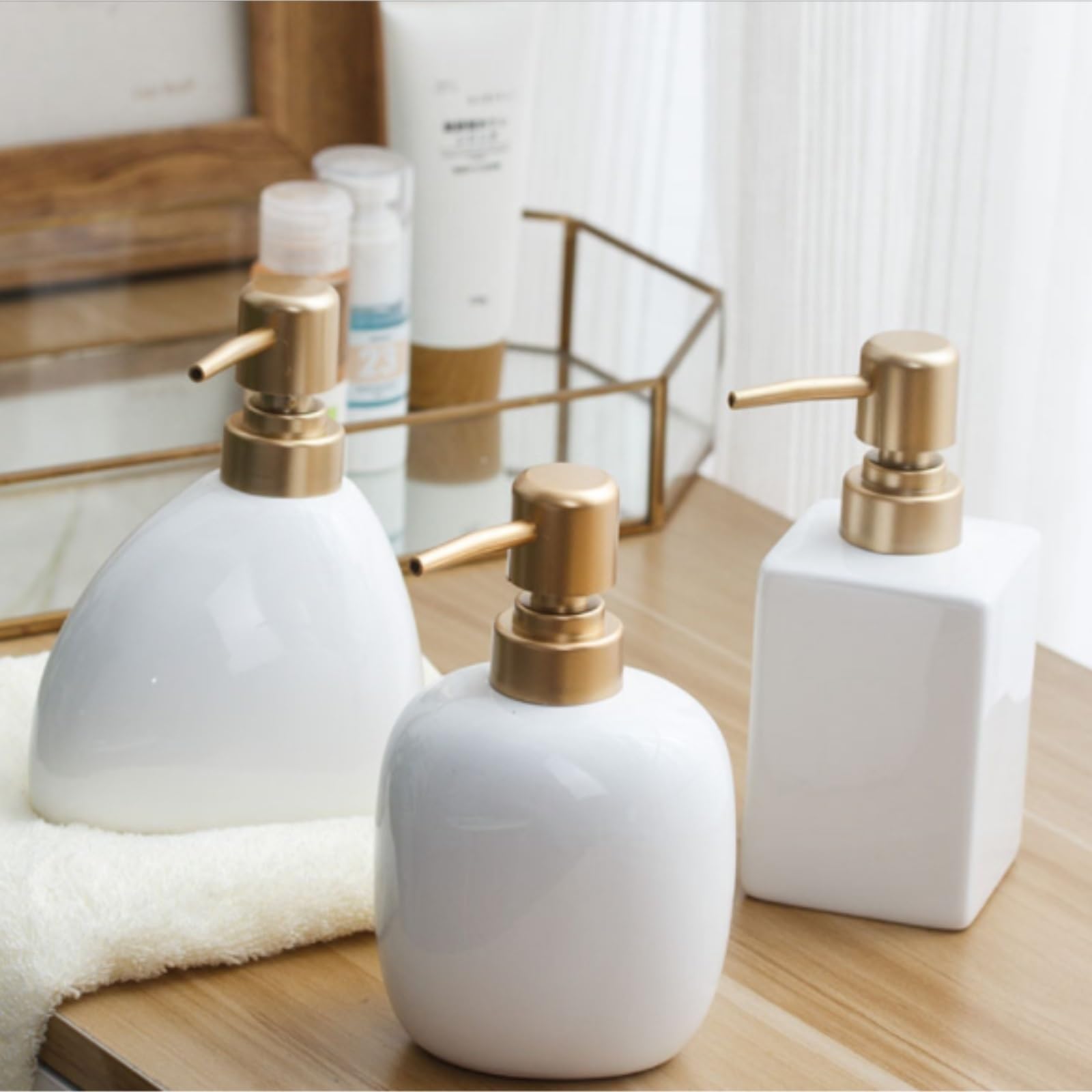Seifenspender für Handwäsche, Keramik, Lotion, Seifenspender, Steinform, glasiert, dekorative Flüssigkeitsflasche mit Pumpe, nachfüllbarer Flüssigkeitsbehälter
