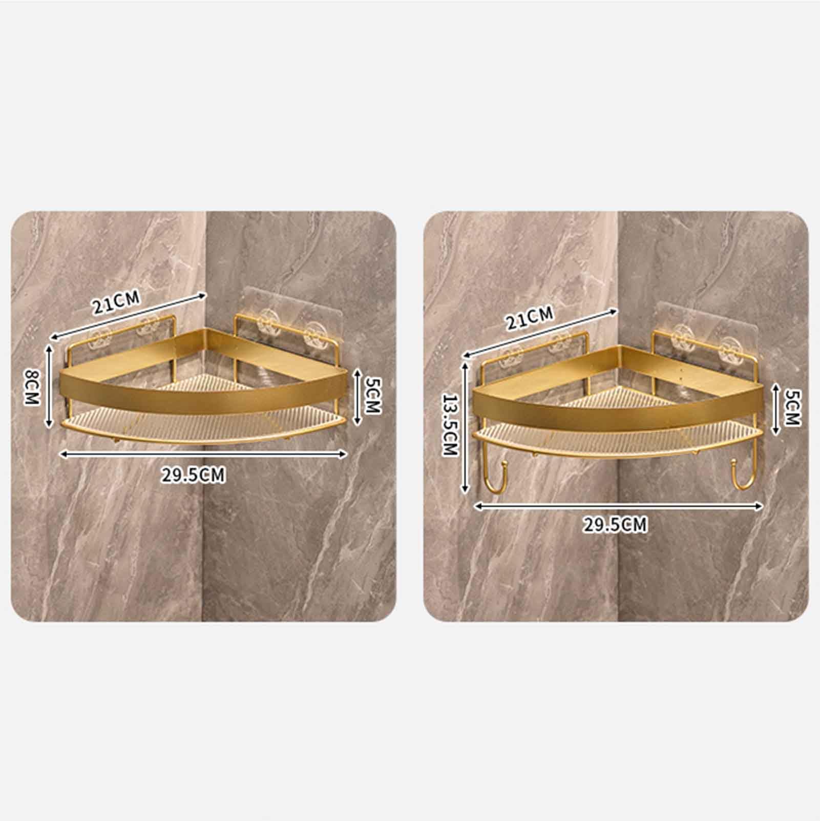 Estante de Ducha Autoadhesivo, Estante de Esquina, Estante de baño Flotante, Estante de Ducha con Gancho,Negro,C