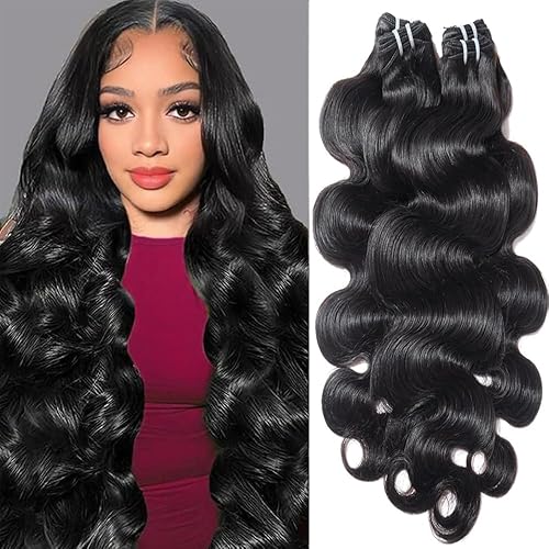 12A Body Wave Bundles Human Hair 4 Bundles 20 22 24 26 Inch Sew In Hair Extensions Real Human Hair 100% Unprocessed Virgin Remy Hair Triple Lifespan No Tangle