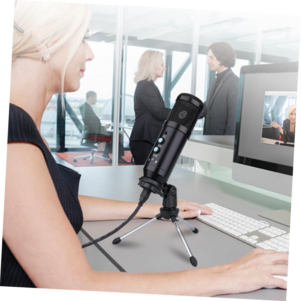 VILLCASE 1 Satz USB Kondensator Mikrofon mit Stativ Stummschalttaste für Gaming Streaming Konferenzen Hochwertige Geräuschunterdrückung Einfache Nutzung Kompatibel mit Pc Laptop