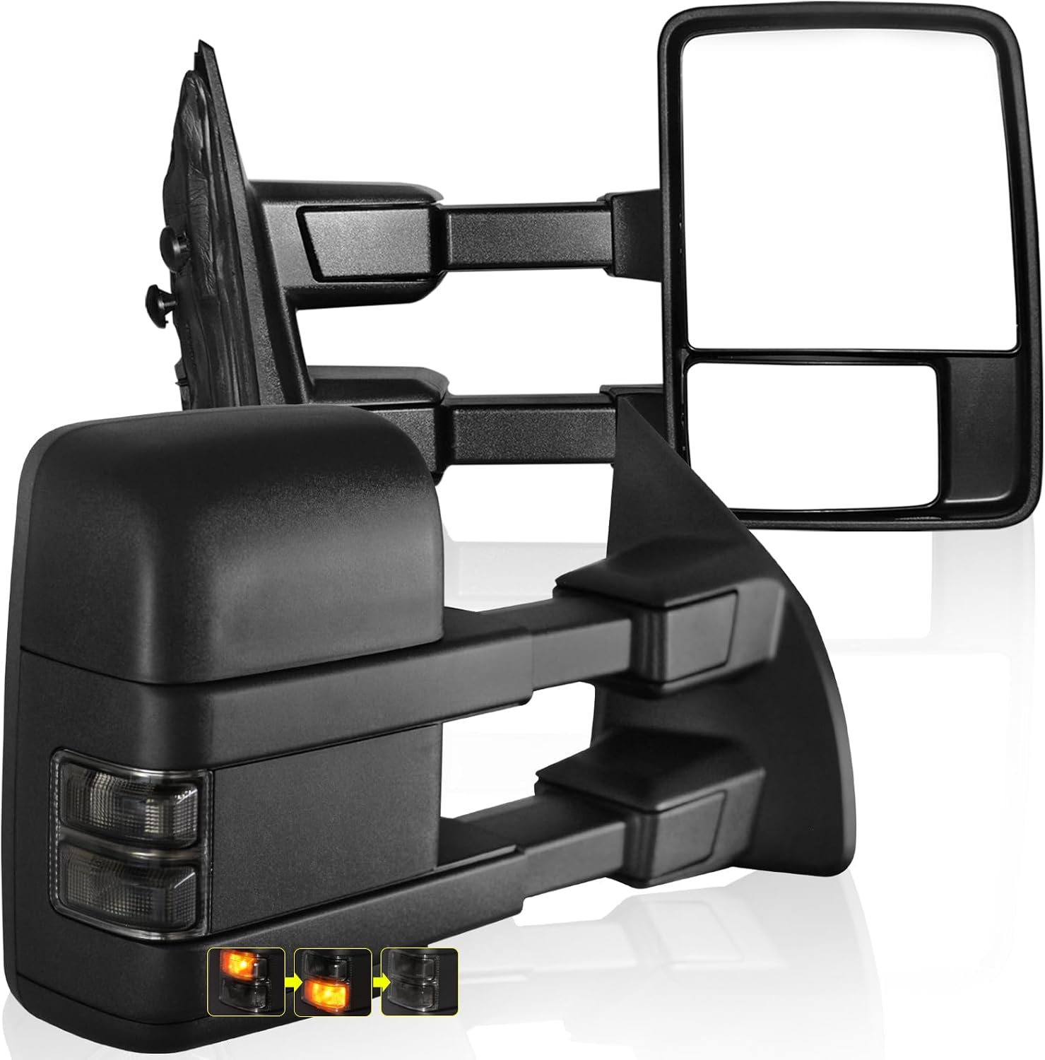 Towing Mirrors Compatible With 1999-2016 Ford F250 F350 F450 F550 Super Duty Truck Manual Extended Trailer Towing Side Mirrors w/Smoke LED Turn Signal