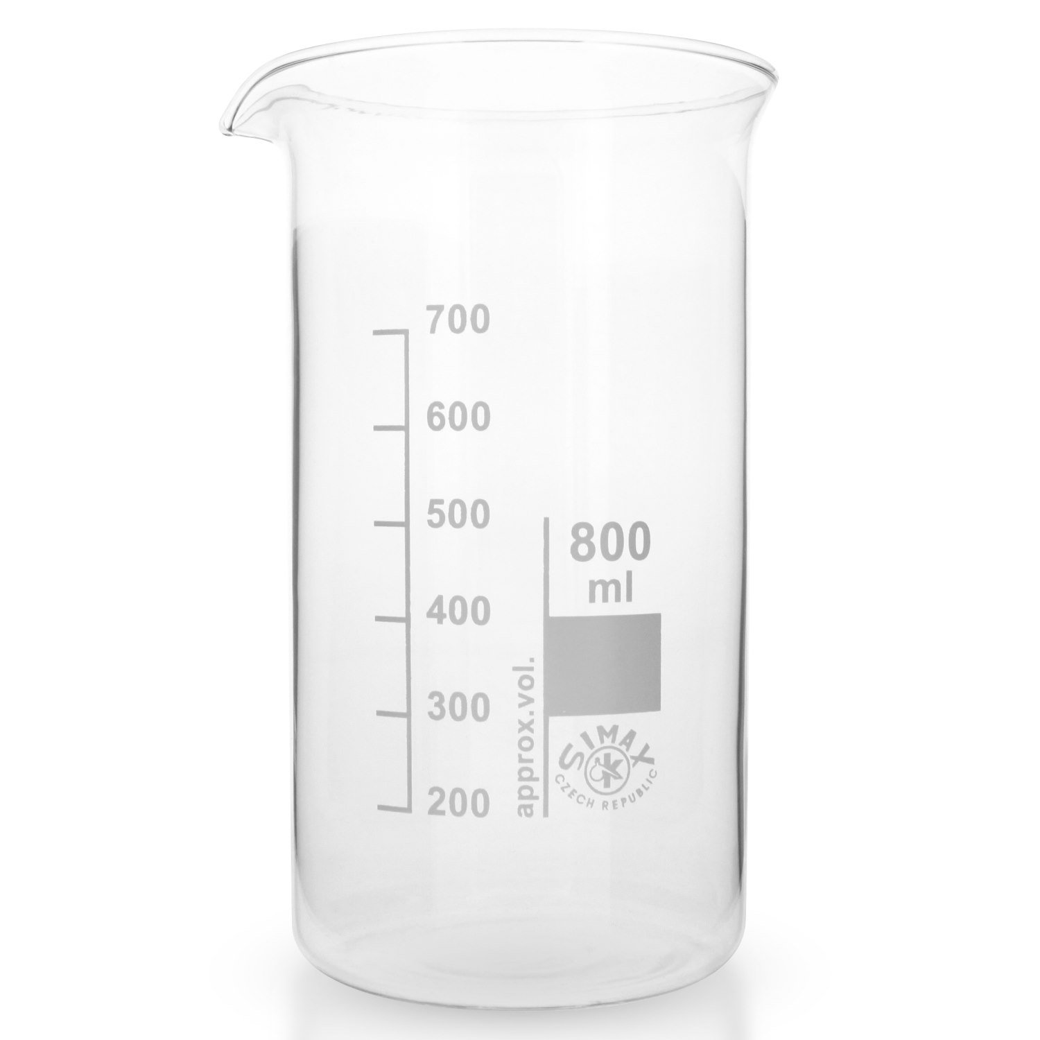 5x Becherglas 800ml aus hitzefestem Borosilikatglas, Hohe Form