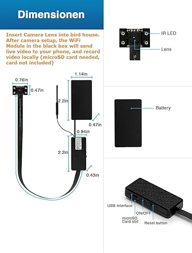 Miniatura 6 de WIWACAM Cámara WiFi Bird Box, video 4K HD Snapshot 2K, diseñada para pajareras, para golondrinas de árboles Robins Wrens, video en vivo al teléfono,