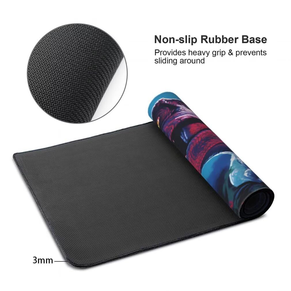 Tappetino Mouse XXL 1000x500mm Dinosauro Grande Mouse Pad, Tappetino Scrivania con Bordi Cuciti, Grande Mousepad Gaming con Base Antiscivolo per Giocatori, Ufficio e Casa (Luna Piena) -MP1532