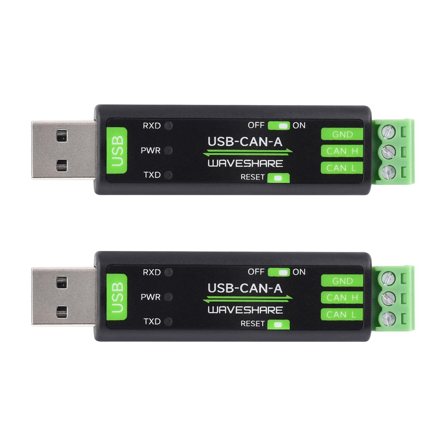 Waveshare 2PCS USB to CAN Adapter Model A, STM32 Chip Solution, Multiple Working Modes, Multi-System Compatible