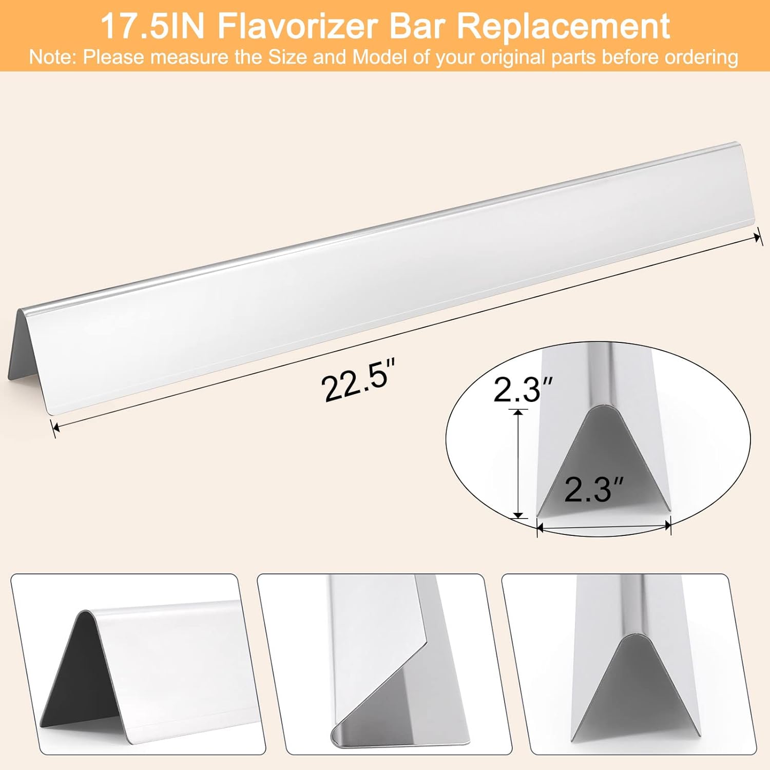 Hiorucet 22.5 Inch Weber 7536 Flavorizer Bars Compatible for Weber Spirit E-310 E320 S310 S320, 5 Packs Stainless Steel Weber 7537 65903 Flavorizer Bars for Spirit 700, Weber 900, Genesis Silver B C