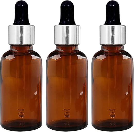 nsb herbals 30 Ml Amber Round Empty Glass Bottle/Glass Dropper/Silver Colour Ring/Black Silicone Teat, Refillable, Reusabl...