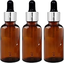 nsb herbals 30 Ml Amber Round Empty Glass Bottle/Glass Dropper/Silver Colour Ring/Black Silicone Teat, Refillable, Reusable for Essential Oils, Blends, DIY Perfumes (Pack Of 3)