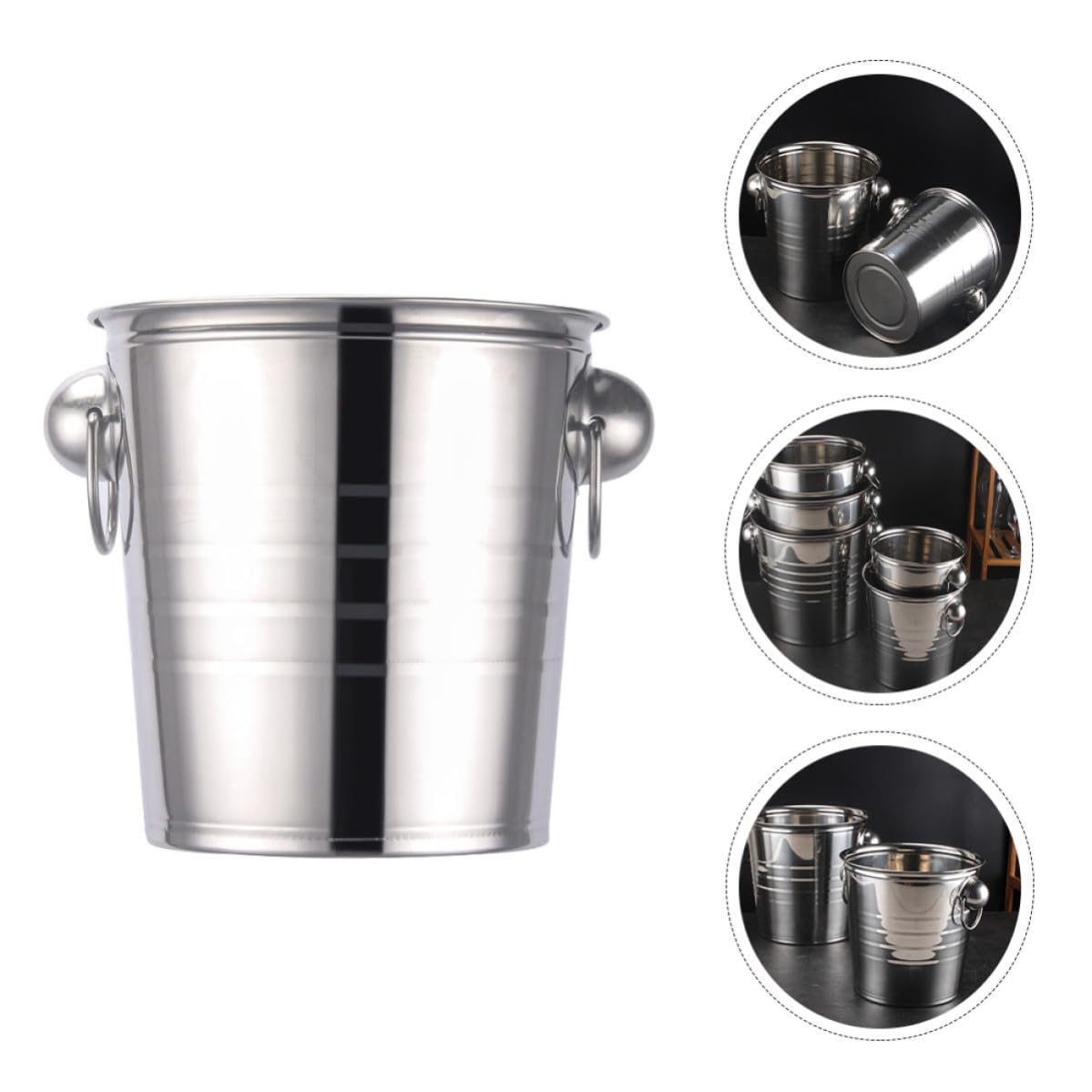 Yardwe Cubo de Hielo para Bebidas de Acero Inoxidable Asa, Plata