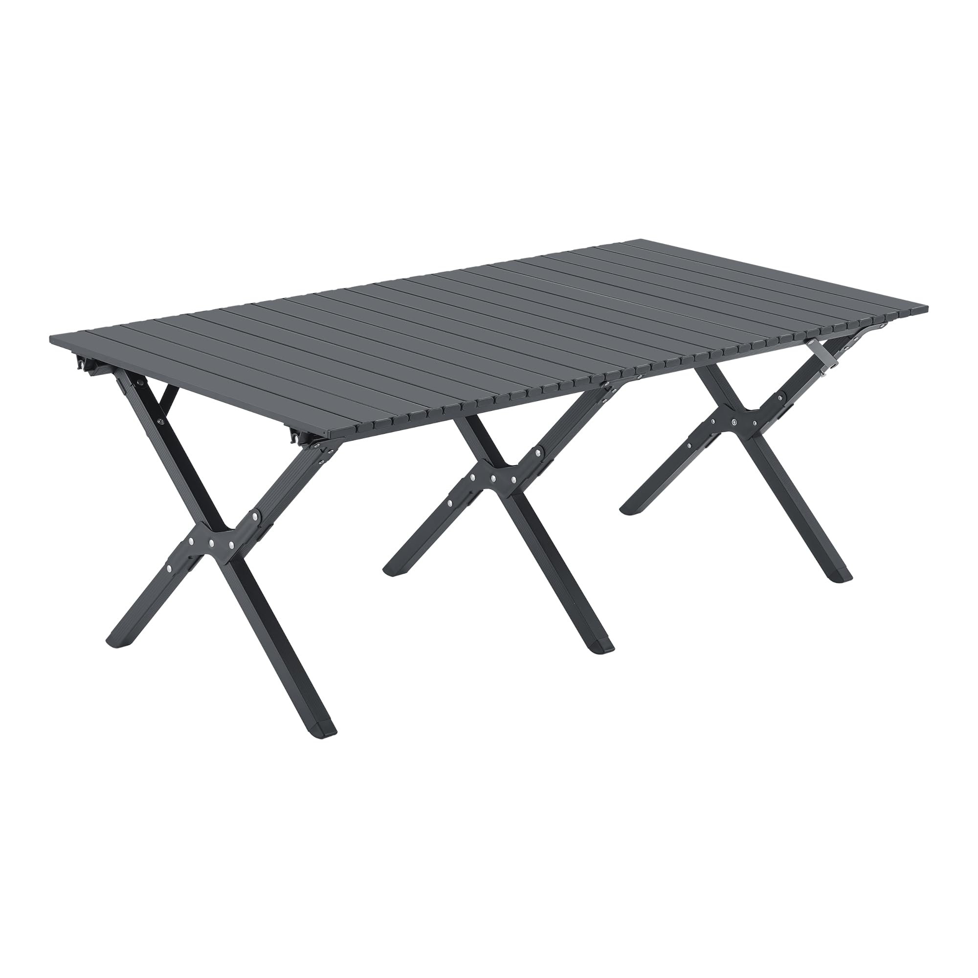 casa.pro Gartenmöbelset Botrugno 5-TLG. Campingset 4 Stühle und Tisch für 4 Personen faltbares Picknickset Klappstühle mit Armlehnen Textilgewebe Gartentisch Grau
