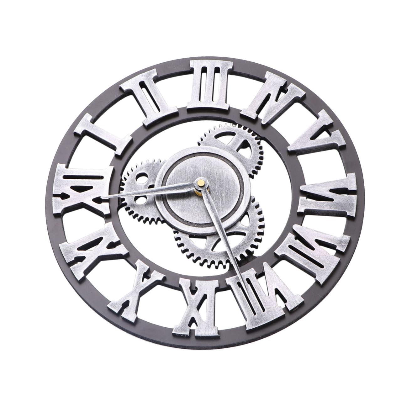 Orologio da Parete a Ingranaggi Stile Industriale Argento | Metallo e Legno, Installazione Semplice e Rimozione Rapida, per Camera da Letto o Idea Regalo