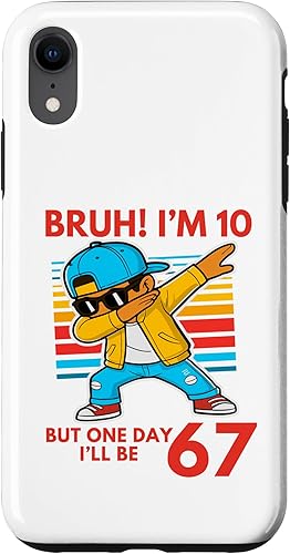 Bruh I'm 10 But One-Day I'll Be 67 Retro 10th Birthday Kids Case for iPhone XR