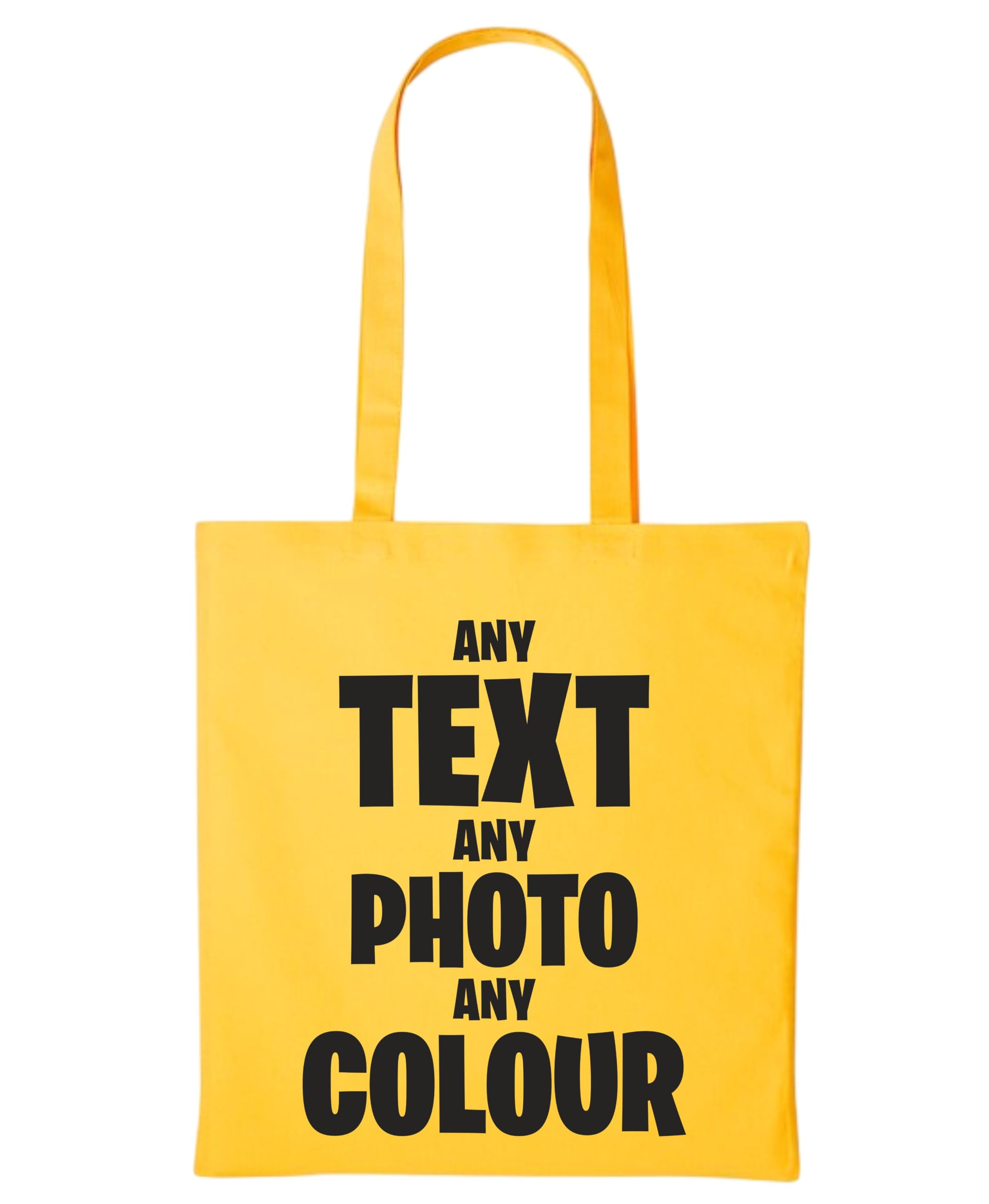 sloganitto Gold, One Size, Personalised Cotton Tote Bag with Long Handles, Custom Text Photo Design Shopper Bag, Reusable Shoulder Carry Tote for Gifts, Events, School, Work and Everyday Essentials