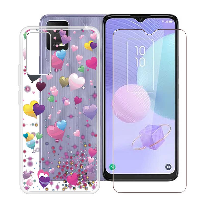 Cover Per TCL 405/T506D Con Pellicola Vetro Temperato - Custodia Silicone Morbida Antiurto, Design Cartoon