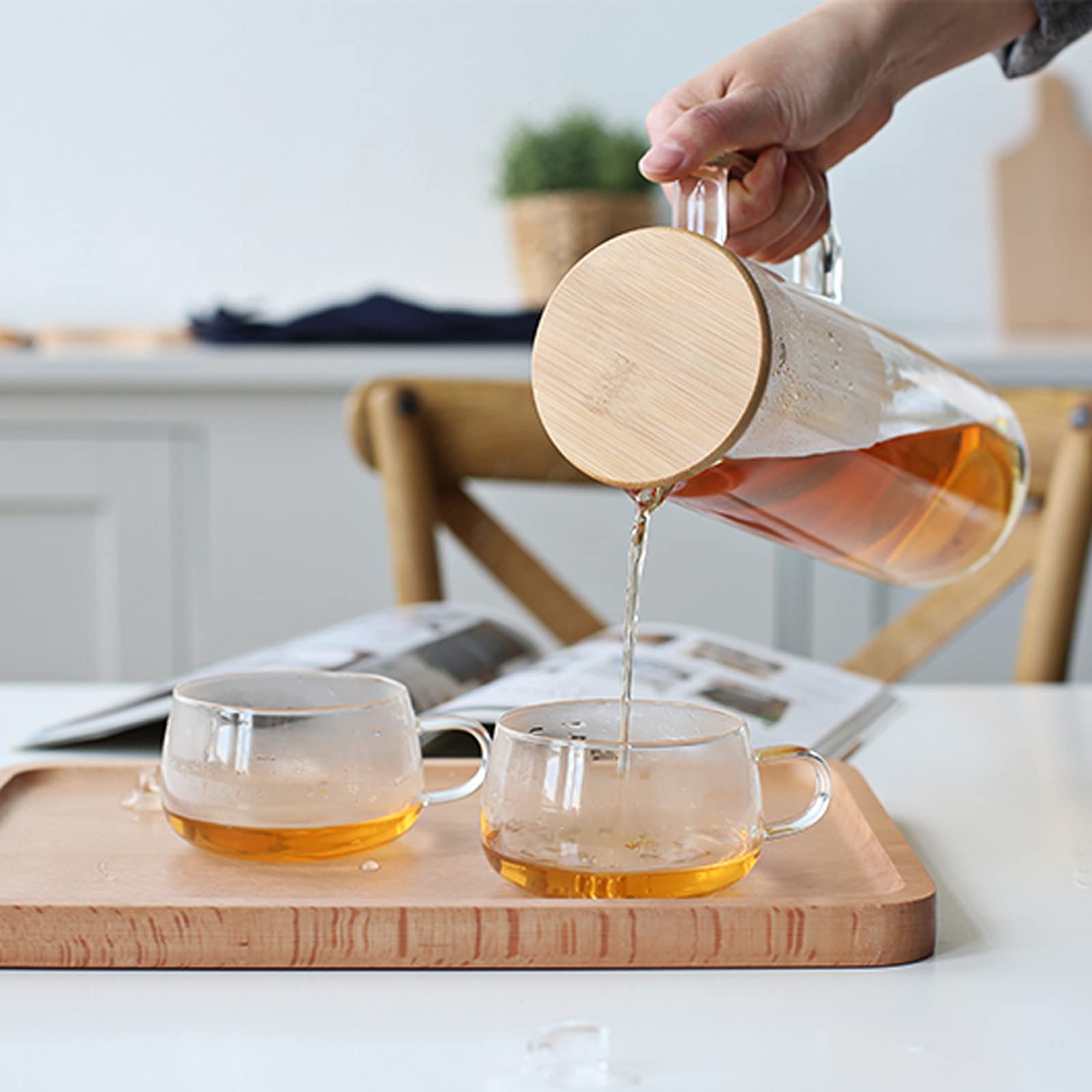 Pichet Pichet en Verre avec Couvercle pichet de thé glacé pichet pichet Chaud Eau Froide Eau thé thé café café Lait et jus de jus de Boisson Carafe Pichets