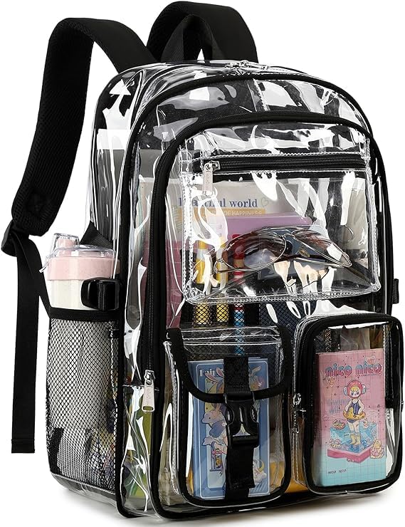 proudme Clear Backpack for Girls and Women, School bag, heavy-duty PVC Backpack,Bookbag (18 x14 x8) inches-picture-48