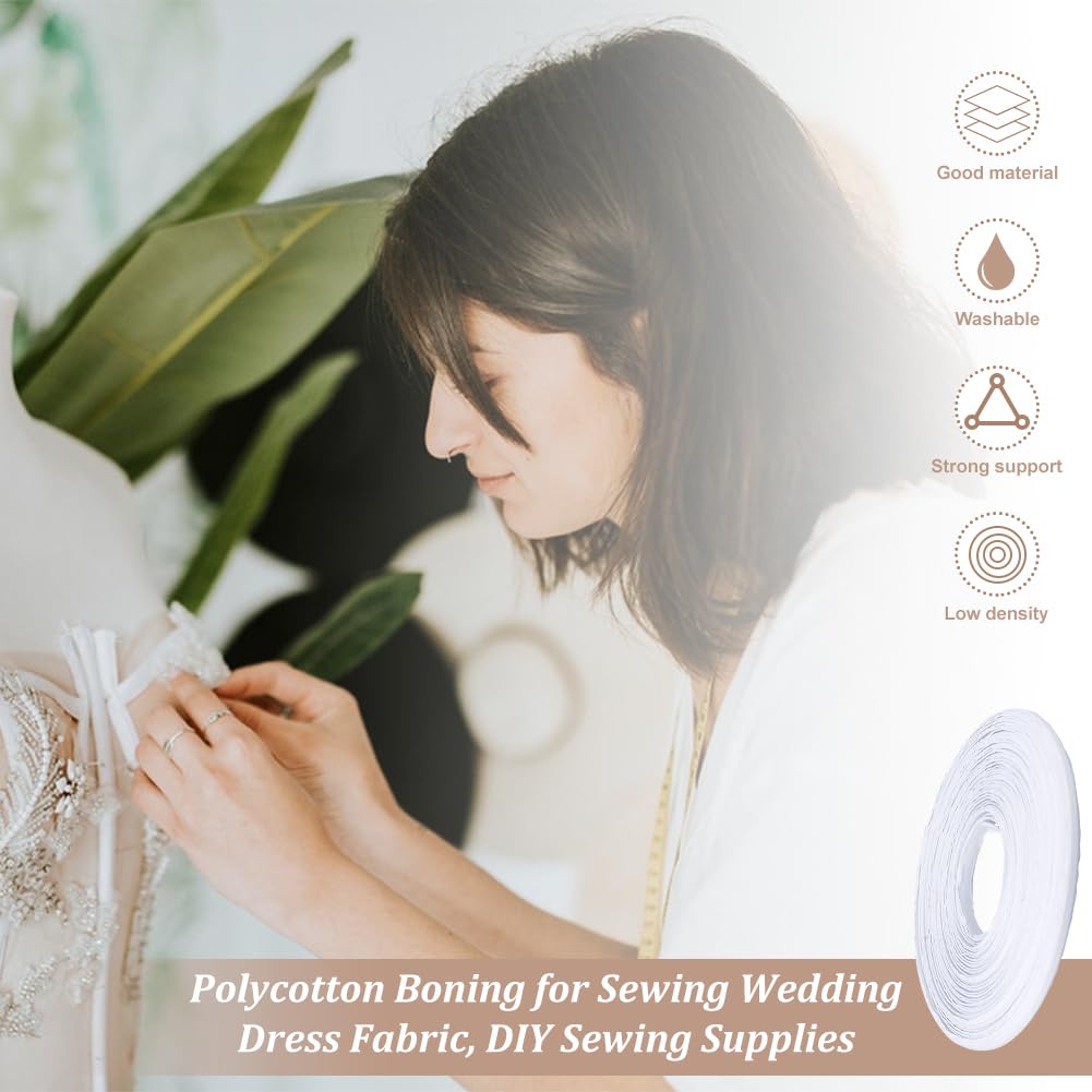 NBEADS Stecche In Policotone Per Cucito 20 Metri - 14mm, Anelastiche Per Corsetti, Abiti Da Sposa, Berretti E Biancheria - Facilità Di Cucito
