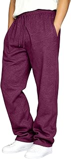 Generic Cotton Sweatpants for Men Drawstring Straight Leg Athletic Sweat Pants