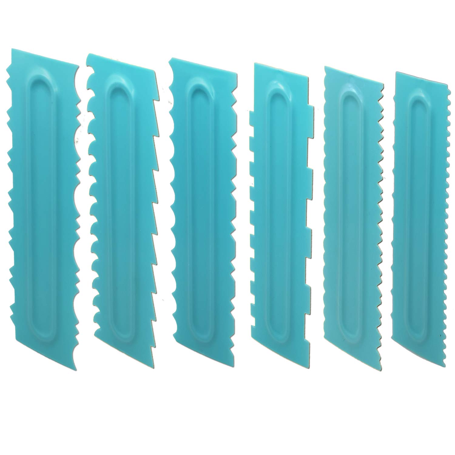 Cake Scraper Set of 6 Pack Decorating Comb Icing Smoother Plastic Sawtooth Polisher Decorating Mousse Butter Cream Cake Edge Tools-12 Design Textures