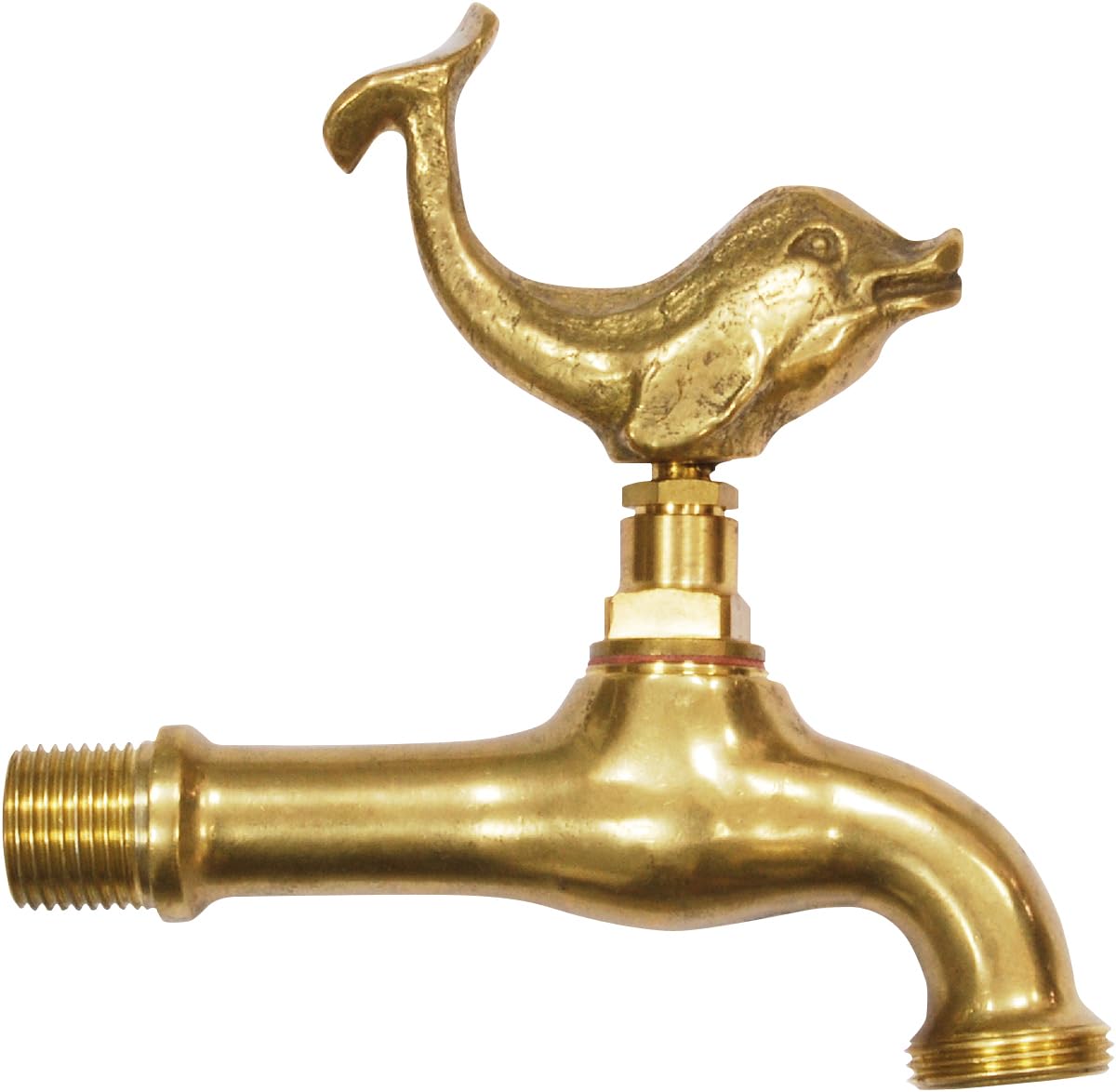 Boutté 406D - Grifo de jardín elegante con diseño de animales de latón, fuente con mando delfín, entrada 15 x 21, oro