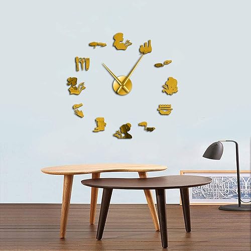 Miniatura 3 de The Geeky Days Reloj de pared analógico dorado, 12.4 in, funciona con pilas, movimiento de cuarzo, diámetro ajustable de bricolaje