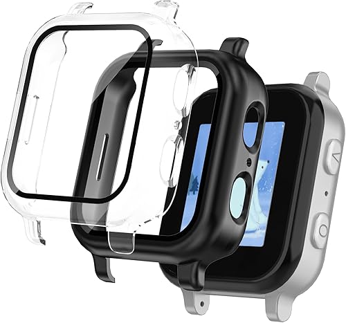 Paquete de 2 fundas protectoras compatibles con Gabb Watch, protector de pantalla de policarbonato duro, protector de pantalla de vidrio templado Paquete de 2 fundas protectoras compatibles con Gabb Watch, protector de pantalla de policarbonato duro, protector de pantalla de vidrio templado