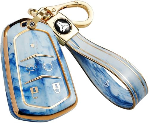 ontto Compatible con funda para llavero Cadillac con diseño de mármol, Naranja