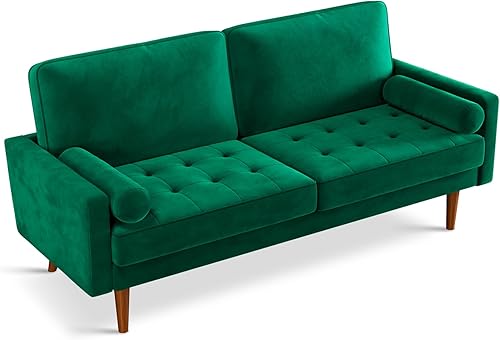 Vesgantti - Vesgantti - Sofá moderno de terciopelo de mediados de siglo con 2 almohadas de refuerzo sofá tapizado de 3 plazas con reposabrazos para