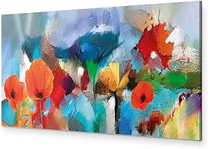 B&D XXL - Wandbilder XXL Abstrakt 120x40 cm 1 tlg - Wand Deko Vlies Leinwand Bilder Groß Wanddeko Wohnzimmer Schlafzimmer Kunstdrucke Panoramabild - Mohnblumen bunt wie gemalt b-C-0611-b-a