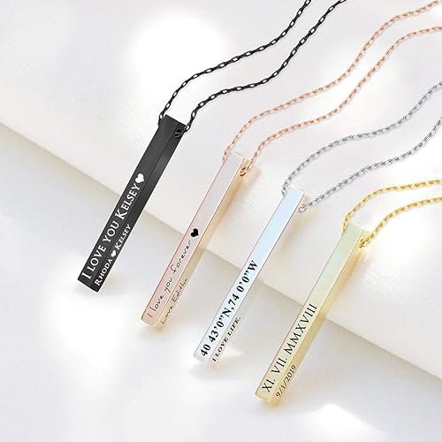 Miniatura 5 de Regalos personalizados para mujer, collar personalizado, joyería grabada, mantra de 4 caras, aliento para amigos, collar de oro rosa, corazón feroz,