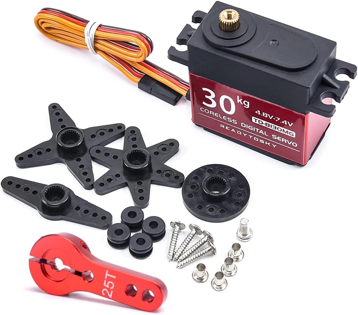 REES52 Digital 30KG Servo 360 Degree High Torque Metal Gear Servo Motor with 25T Servo Horn for RC Car Robot Arm Helicopter -TD-8130MG (B0C9RLVZ5W) Amazon Price History, Amazon Price Tracker