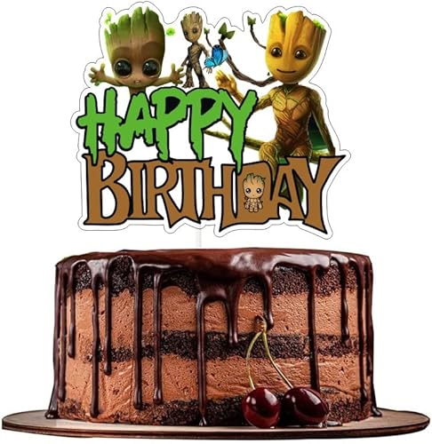 Miniatura 5 de 25 decoraciones de pastel de Groot con 1 adorno para tartas, 24 adornos para cupcakes para niños, suministros de fiesta de cumpleaños