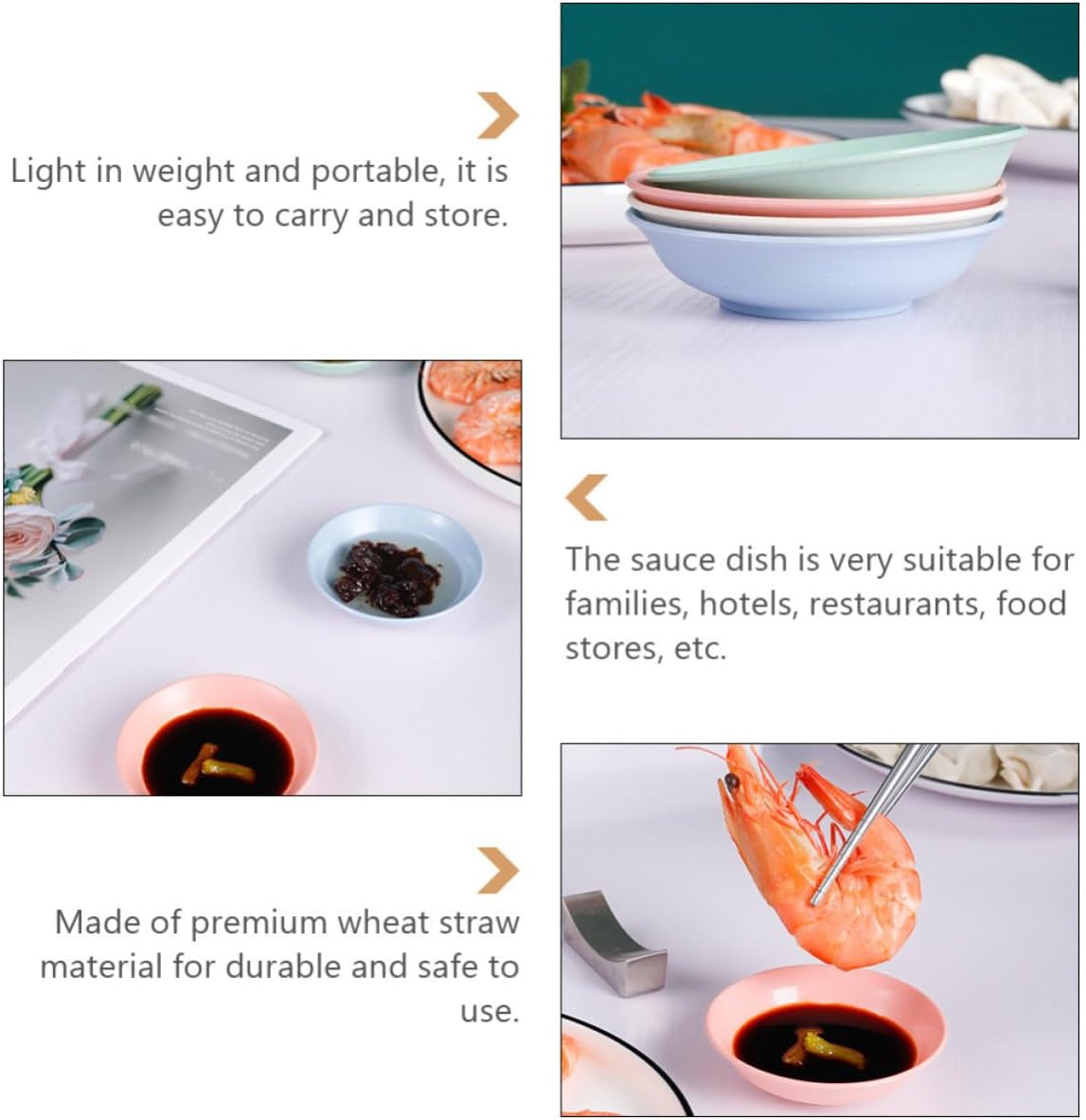 40pcs Wheat Straw Soy Sauce Dishes Lightweight Multi-purpose Flavor Seasoning Plates for Food Stores and Families, Sturdy round Dip Bowls for Tableware and Side Dishes