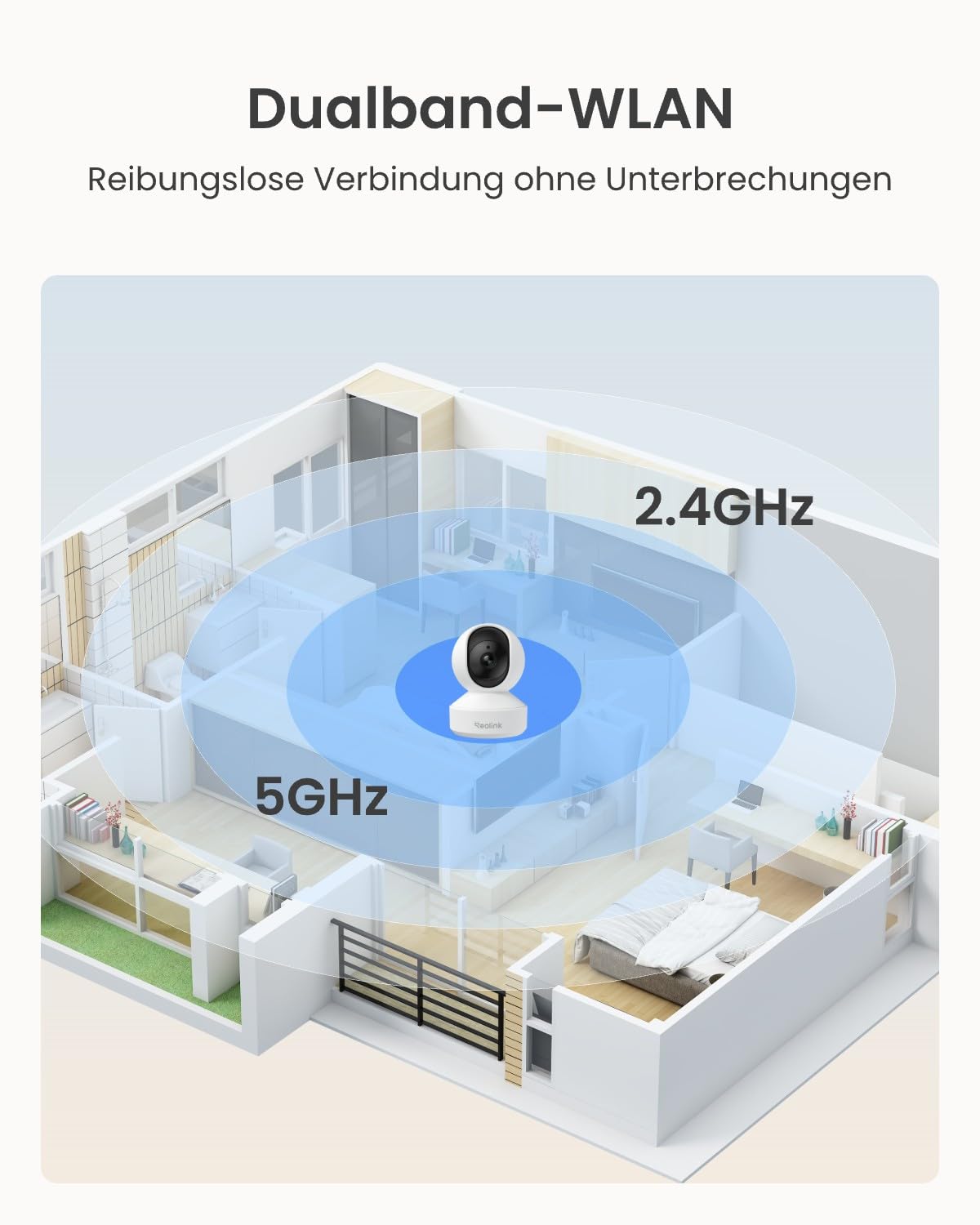 Reolink 3K Überwachungskamera Innen WLAN Schwenkbar, Home und Baby Monitor mit Personen-/Haustier-/Baby-Schreierkennung, Auto-Tracking, 2,4/5GHz WiFi IP Kamera Indoor, 5MP IR-Nachtsicht, E1 Pro