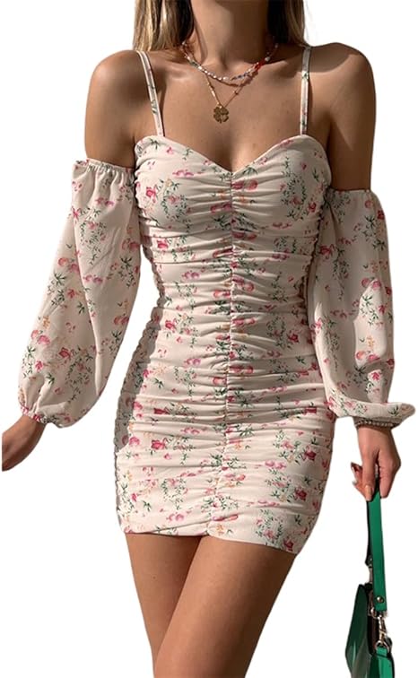 Women Summer Floral Off Shoulder Mini 