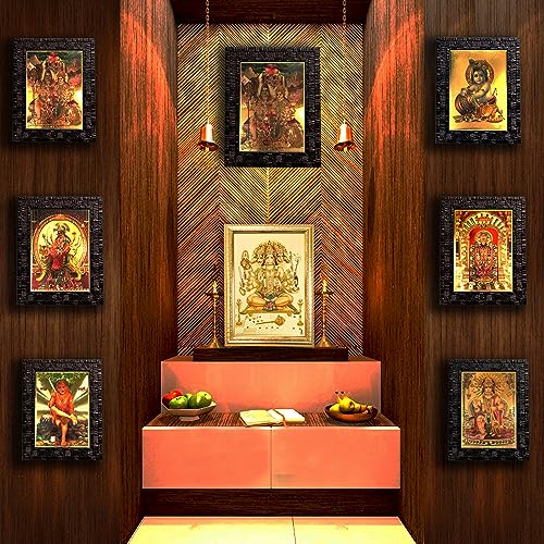Image of Hawai Gold Plated Panchmukhi Hanuman ji Bajrangbali Photo Frame, Size Size- 8.5X7 inch | Engineered Wood Wall Hanging Frame | GLDFRM450