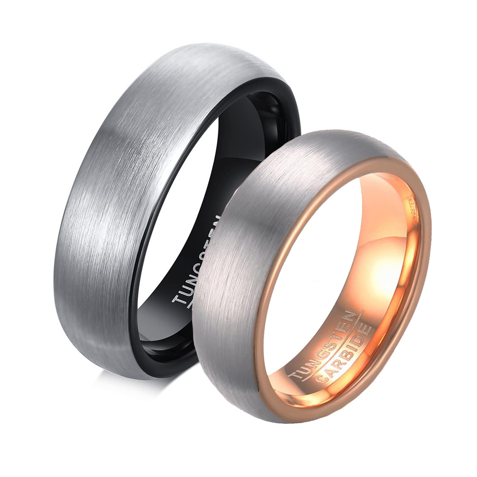 BCughiaCouples Ring for Her, Mens Promise Rings Tungsten Brushed Ring Wide 6mm Promise Gifts for Boyfriend