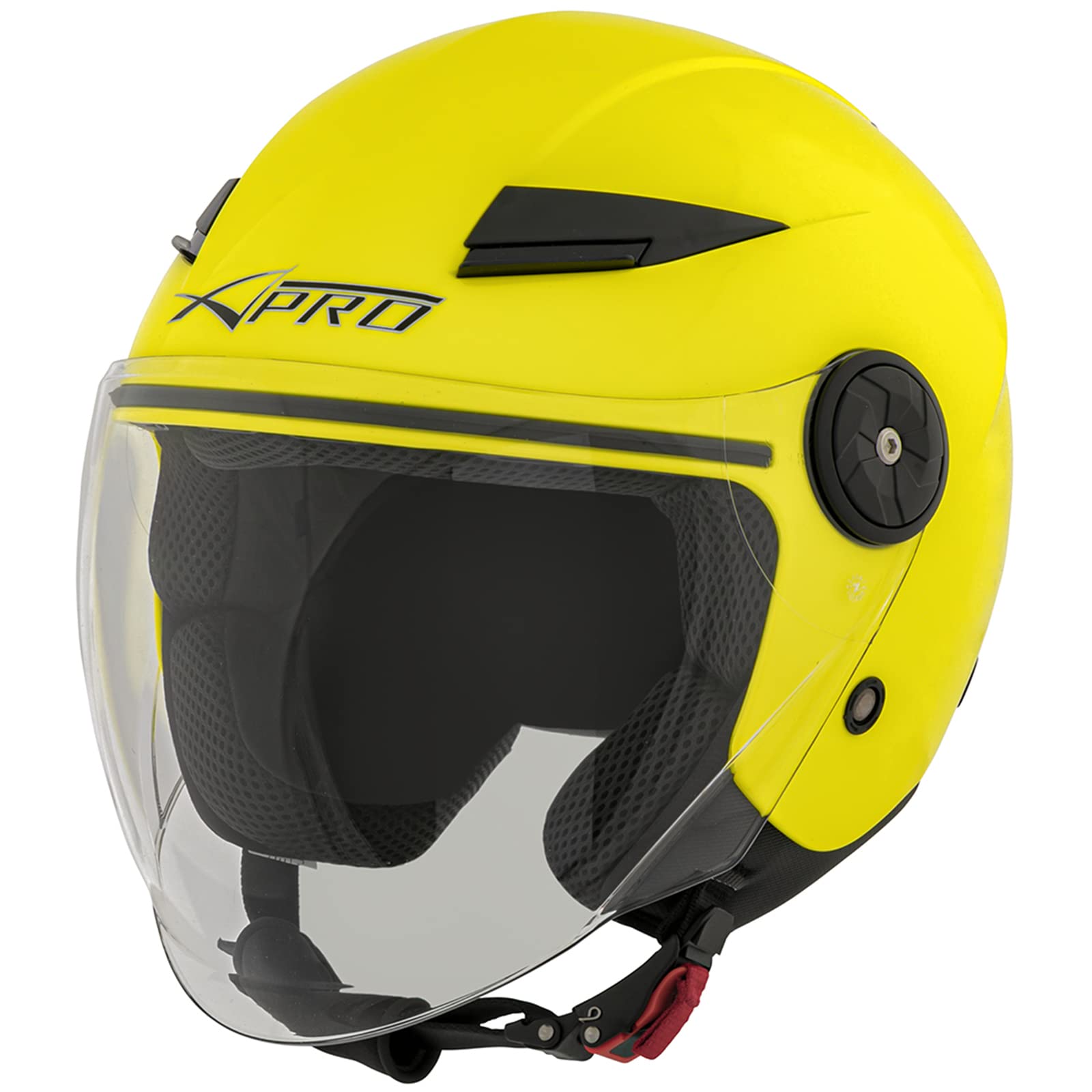 Moto Casque Jet City ECE 22 Certificat Long Visière Scooter Fluo L