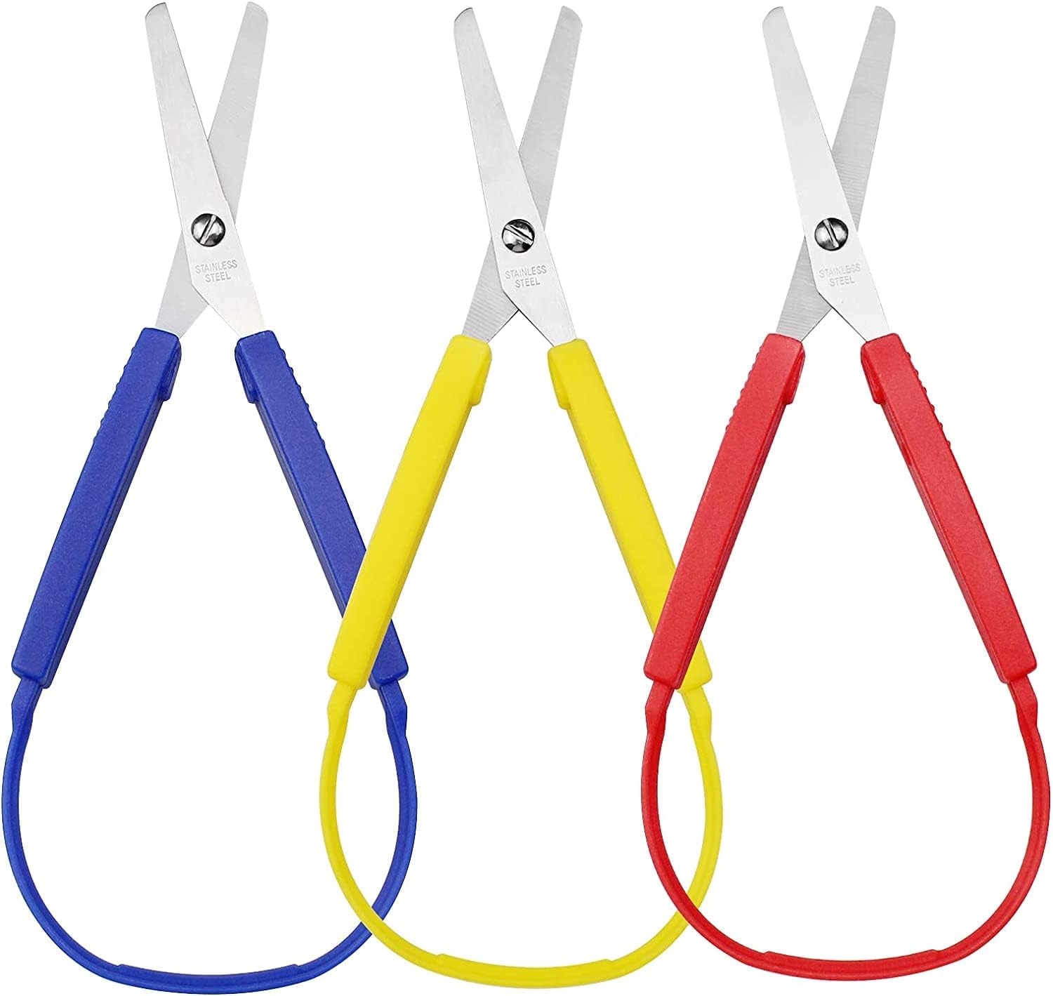 Loop Scissors,3 PCS Adaptive Easy Grip Loop Handle SelfOpening