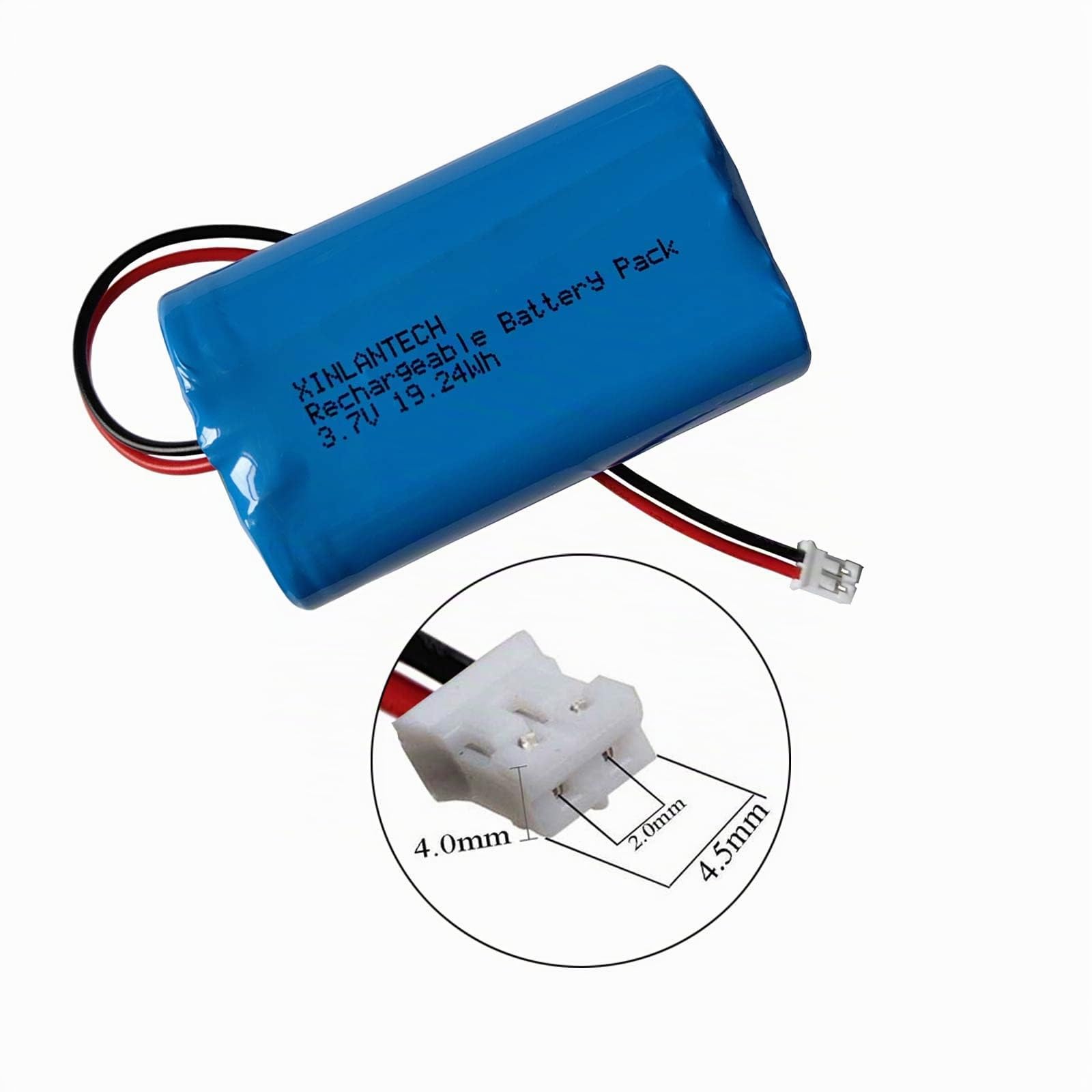 Batteria ricaricabile agli ioni di litio da 3,7 V, 5200 mAh, 18650, 1s2p, con connettore Jst PH2.0/2P per altoparlante Bluetooth, luce solare, torcia elettrica e altro ancora, confezione da