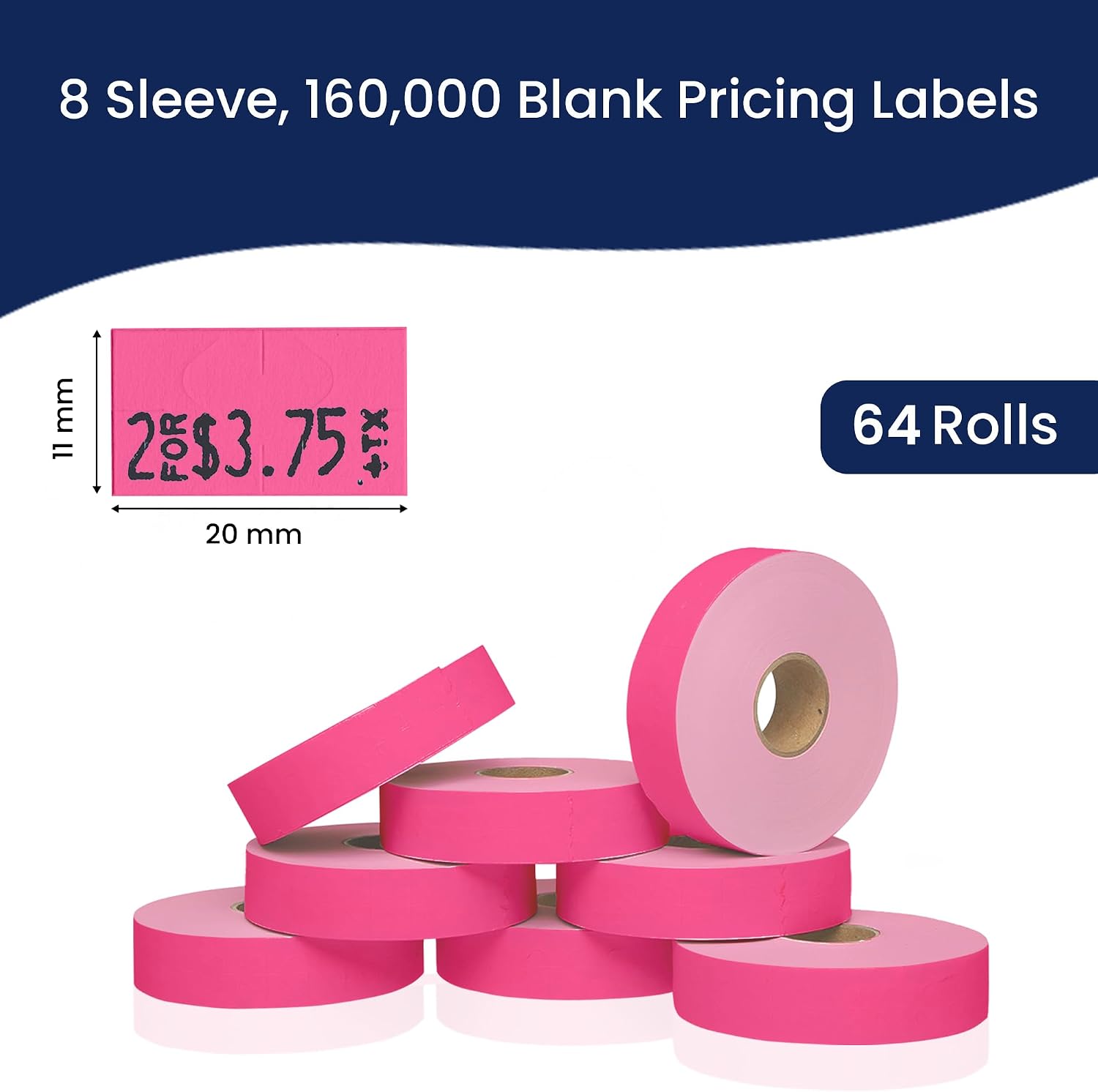 Pricing Labels for Monarch 1131 Fluorescent Pink - 160,000 Labels w/ 64 Rolls Value Pack, 8 Sleeves - Made in USA image 3