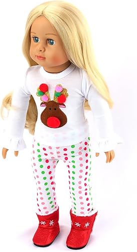 Miniatura 2 de American Fashion World Traje de tutú de reno rosa para muñecas de 18 pulgadas | Calidad premium y diseño moderno | Ropa de muñecas | Moda de atuendo